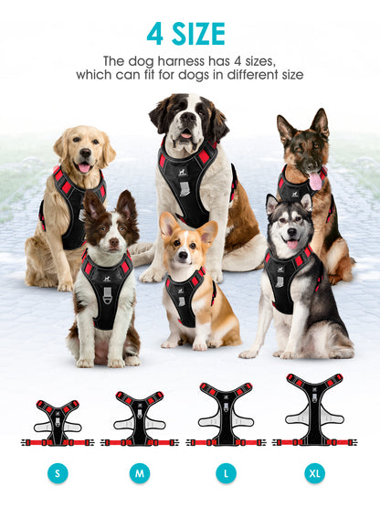 KAIYIKAPET Dog Harness with A Free Heavy Duty 5ft Leash, No Pull Dog Harness for Medium Small Large Sized Dog, Reflective No-Choke Pet Oxford Vest with Easy Control Handle for Training or Walking