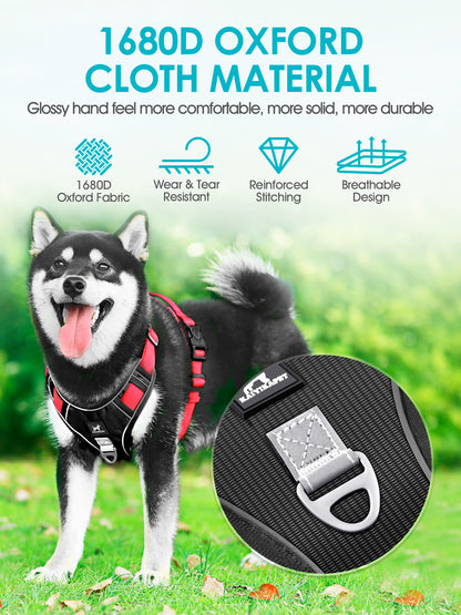 KAIYIKAPET Dog Harness with A Free Heavy Duty 5ft Leash, No Pull Dog Harness for Medium Small Large Sized Dog, Reflective No-Choke Pet Oxford Vest with Easy Control Handle for Training or Walking