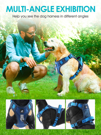 KAIYIKAPET Dog Harness and 5FT Leash Set L Size, No Pull Soft Pet Harness, Reflective No-Choke Pet Oxford Vest with Easy Control Handle for Small Medium Large Dogs