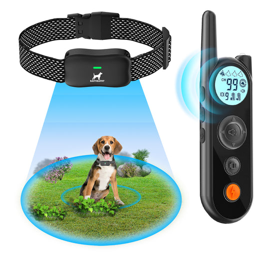 KAIYIKAPET Wireless Dog Fence System, Electric Dog Fence, Dog Training Collar with Remote 1.15 Mile, 3 Safe Training Modes, Security Lock, IPX7 Waterproof Shock Collar for All Breeds, Sizes